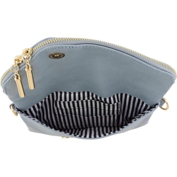 👛 Envelope Wristlet Clutch Crossbody Bag with Chain Strap (Blue Grey) One Size - Picture 5 of 7